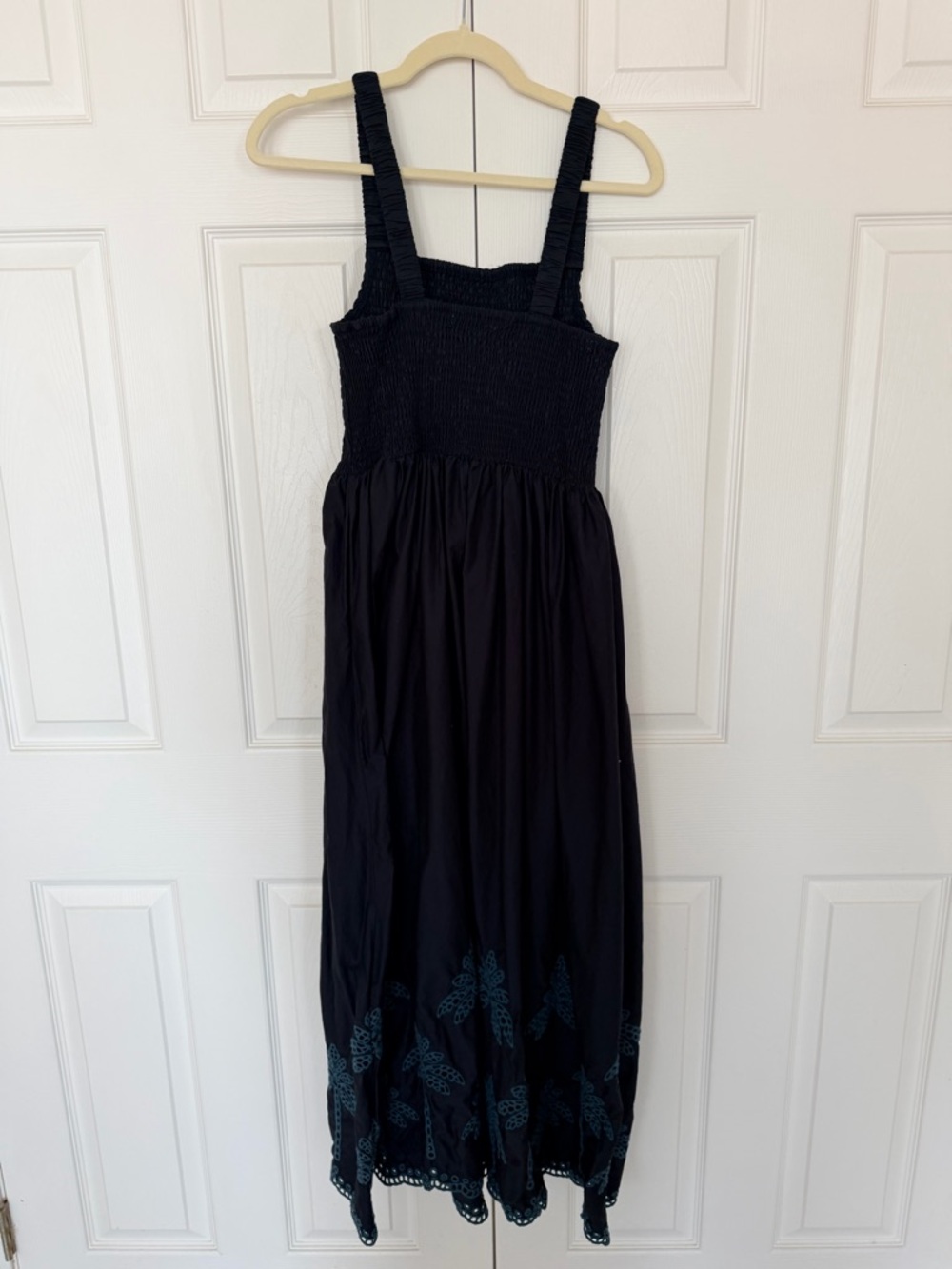 Marine Layer Selene Black Embroidered Maxi Sundress with Smocked Bodice - Picture 3 of 4